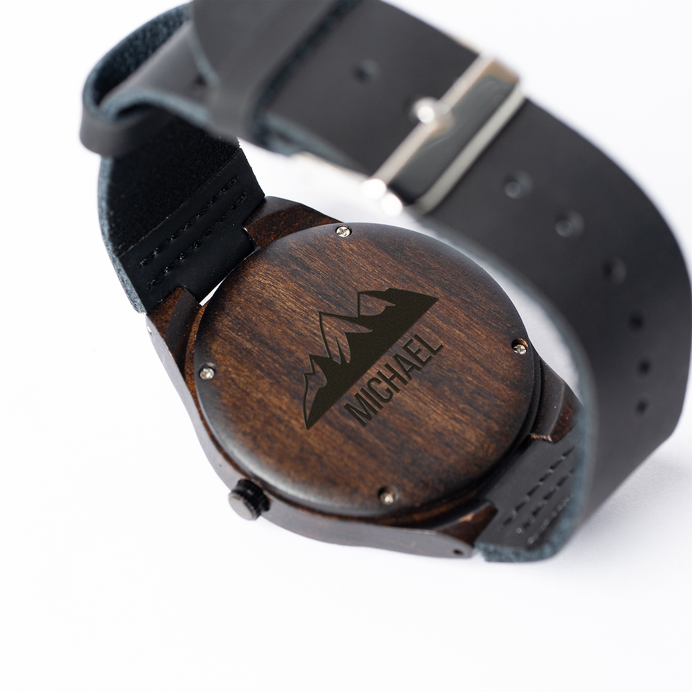 Customized Dark Brown Wood Watch