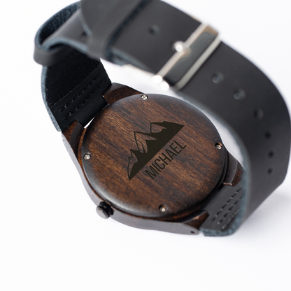 Customized Dark Brown Wood Watch