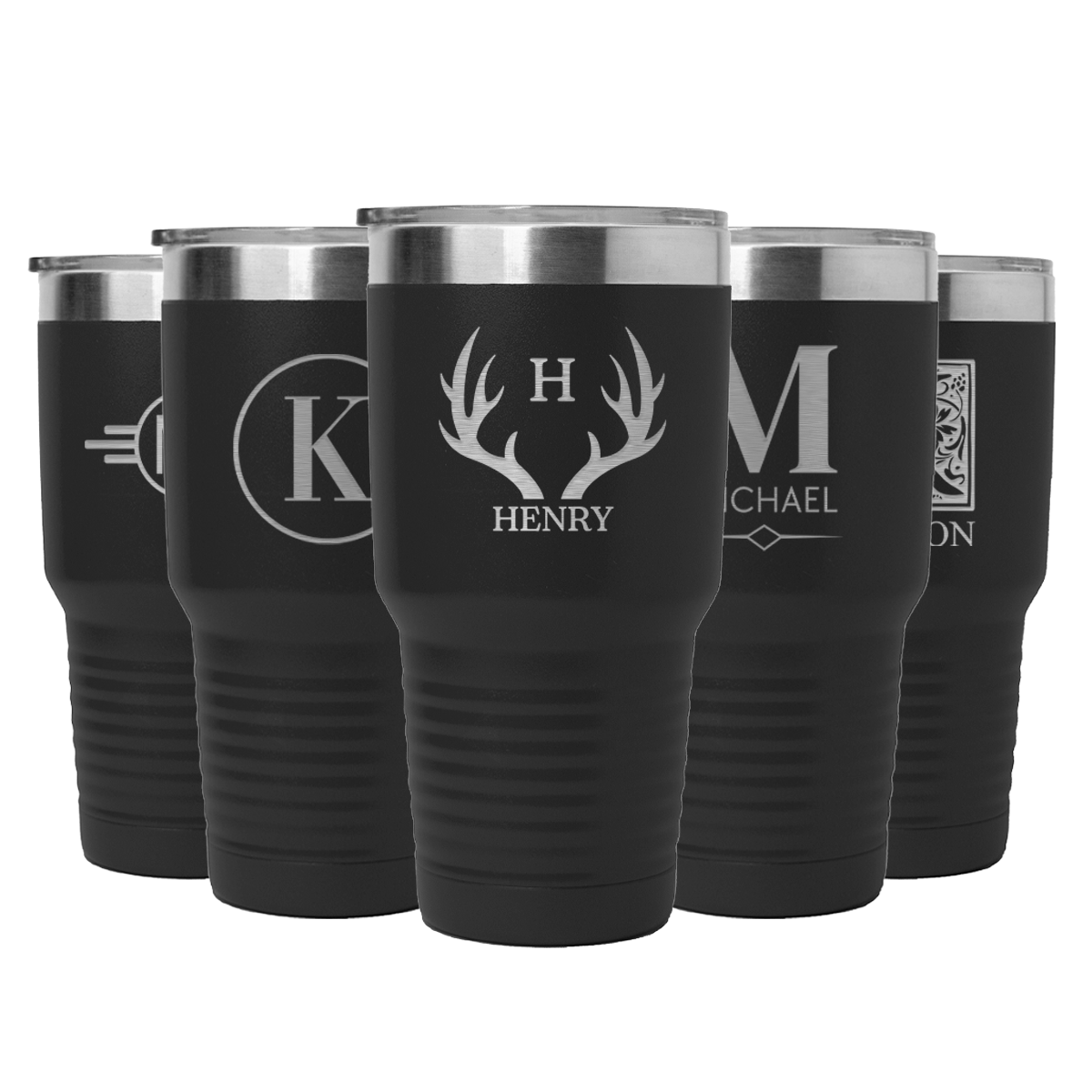 Set of 5 Black 30oz Tumblers - Groomsmen Gift