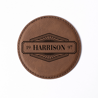 Customized Dark Brown Leather Round Coaster Set - Signature Designs