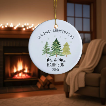 Customized Mr. & Mrs Our First Christmas Ornament