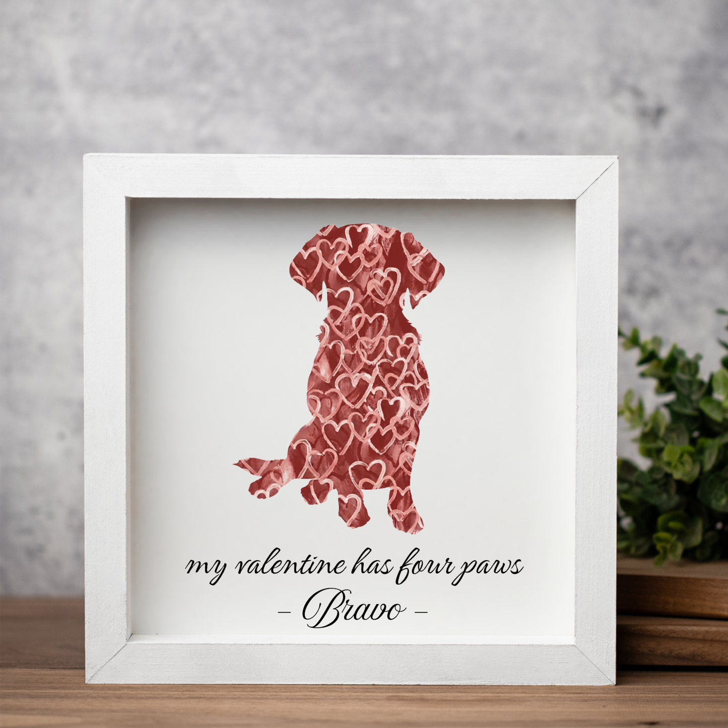 Customized "my valentine has four paws" Framed Print