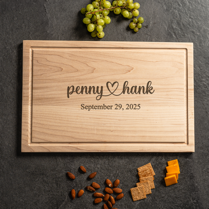 Customized Rectangle Cutting Boards - Elegant Name & Date Designs