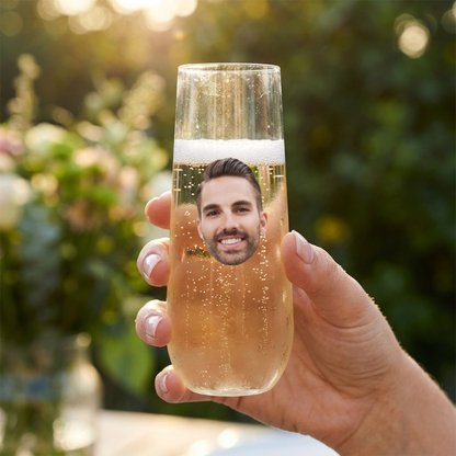Customizable Groom Face Champagne Flute