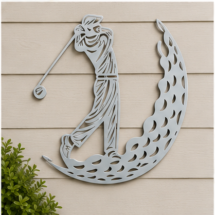 Golfer Silhouette Metal Wall Art