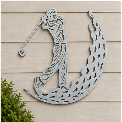 Golfer Silhouette Metal Wall Art