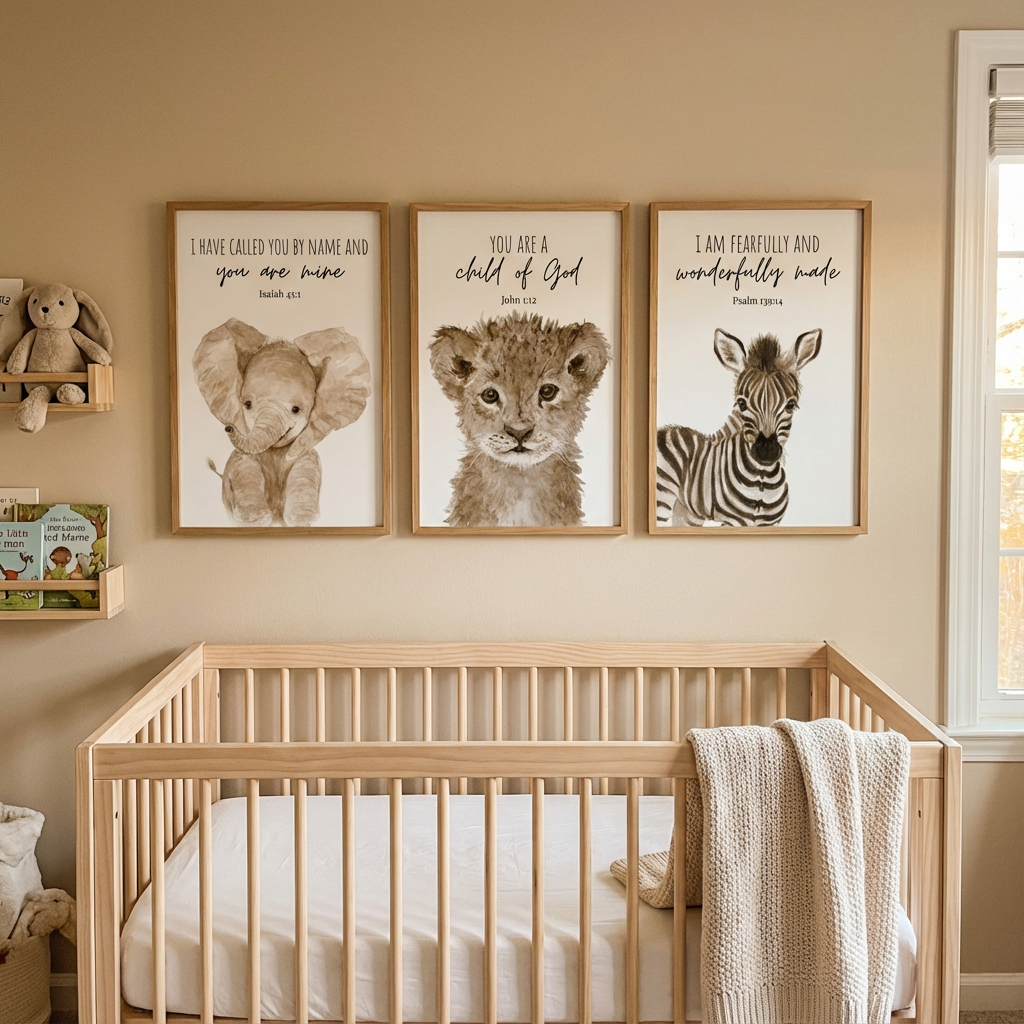 Custom Safari Bible Verse Nursery Kids Framed Signs