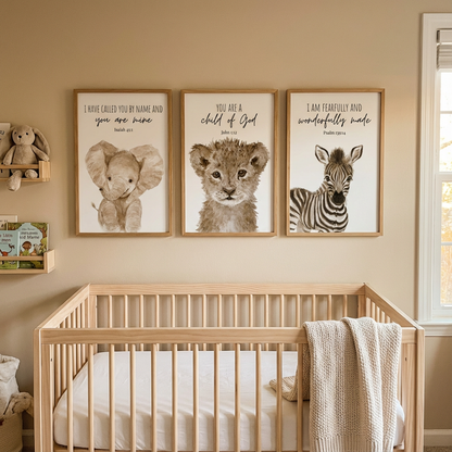 Custom Safari Bible Verse Nursery Kids Framed Signs