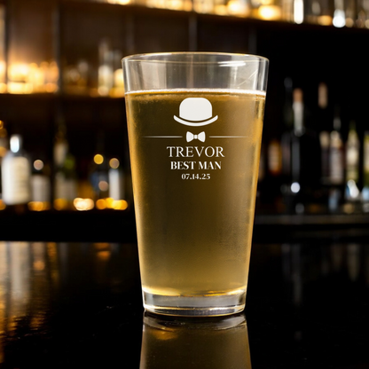 Customized Pint Glass - Wedding designs