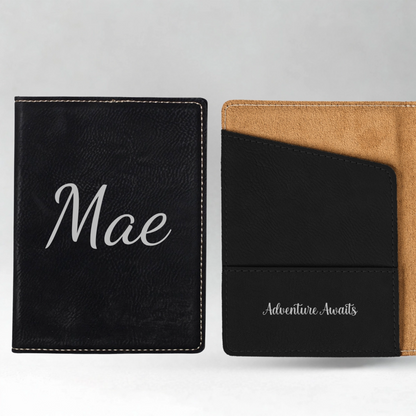 Customized Passport Cover - Black & Rustic Script