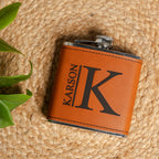 Customized Leather Wrapped Stainless Steel Flasks