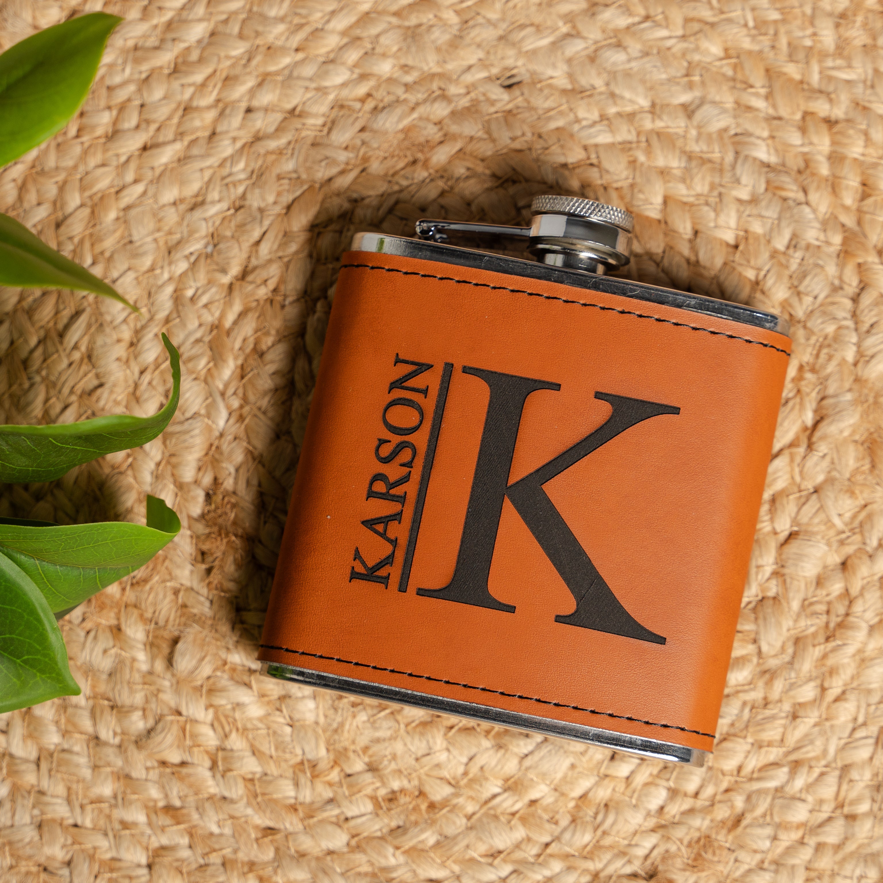 Customized Leather Wrapped Stainless Steel Flasks