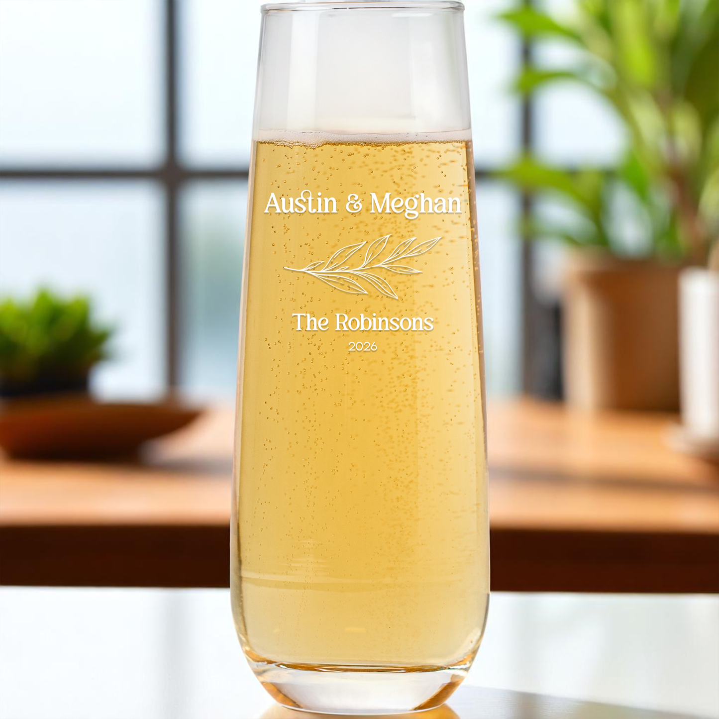 Customized Stemless Champagne Flute - Wedding Designs