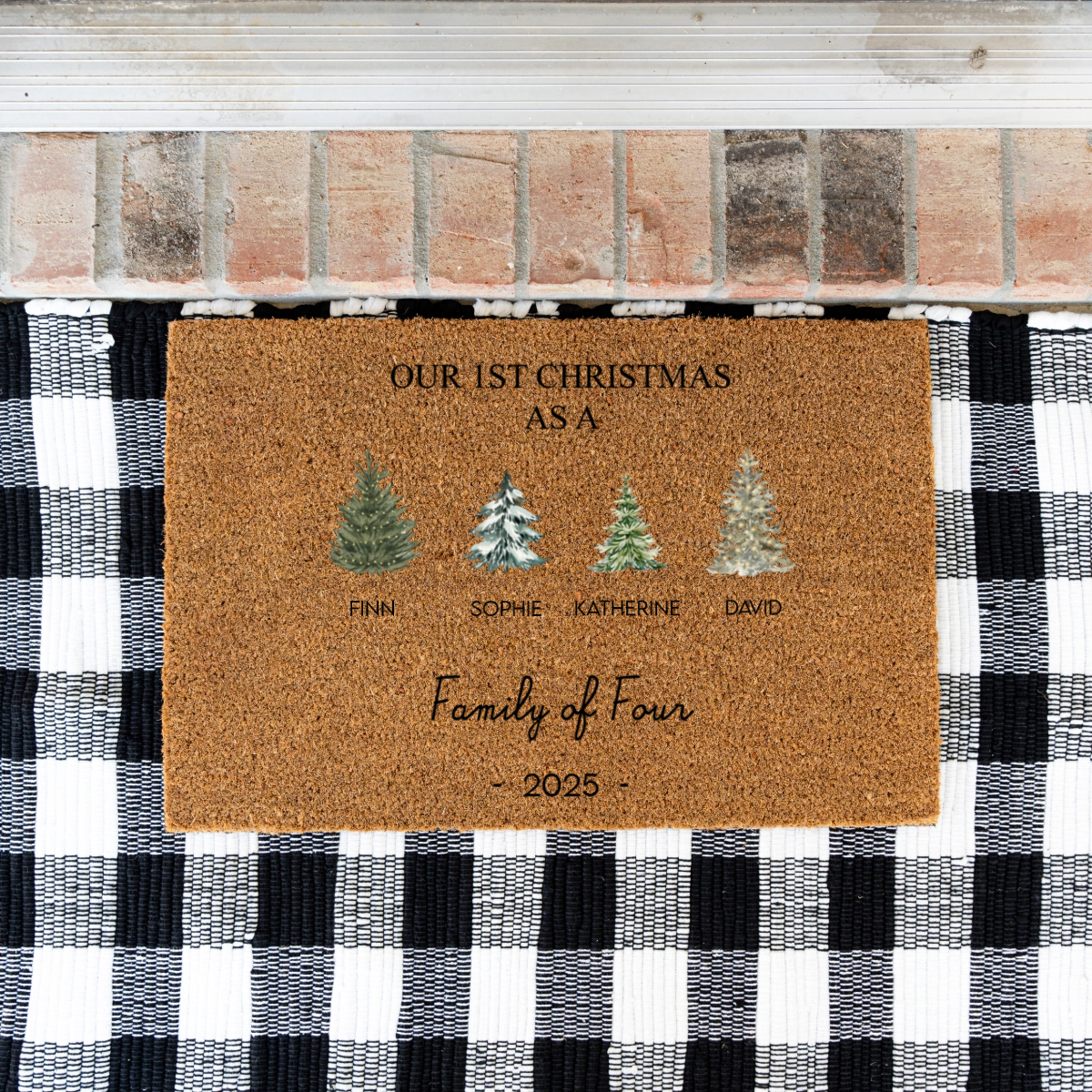 Cusotmized First Christmas Family Trees Doormats