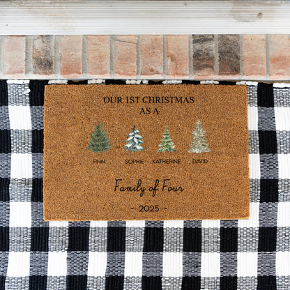 Cusotmized First Christmas Family Trees Doormats