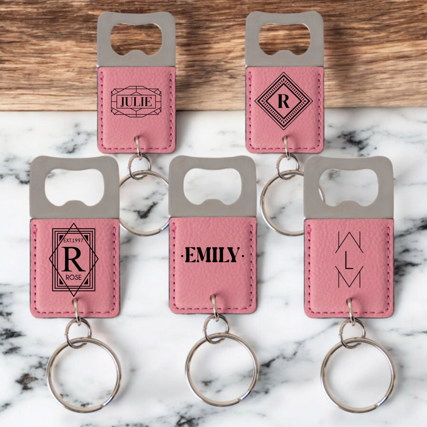 Set of 5 Personalized Keychain Bottle Openers - Signature Designs