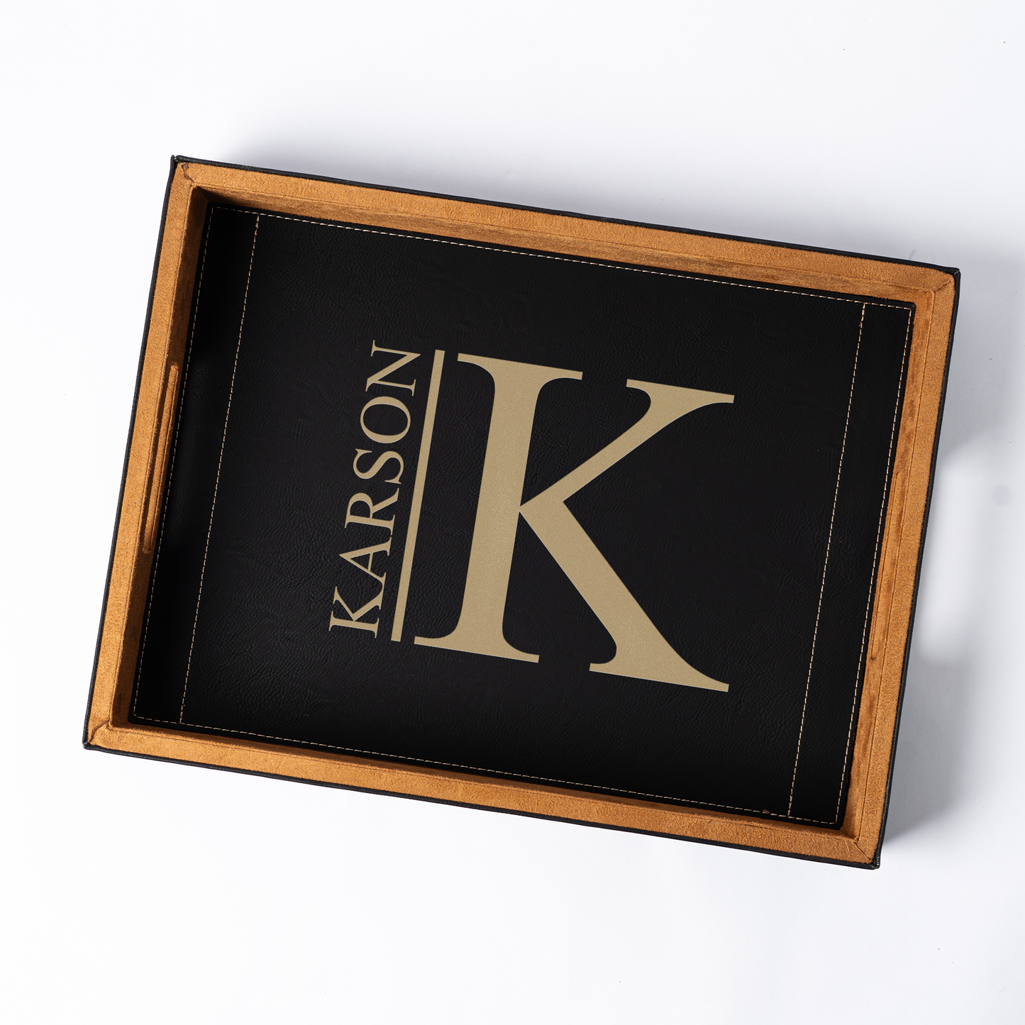 Customized Black Vegan Leather Serving Tray