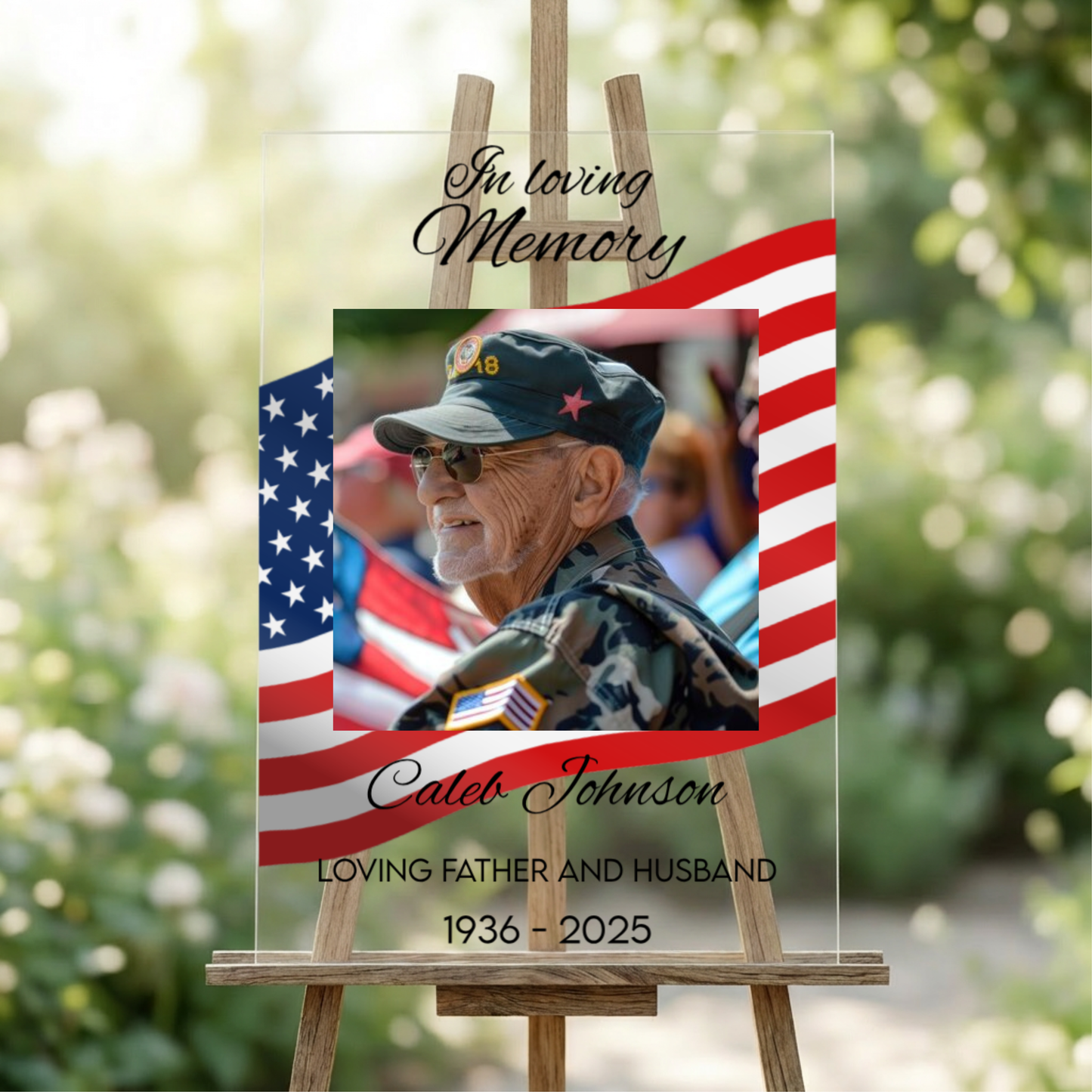 Customized Flag Acrylic Memorial Sign