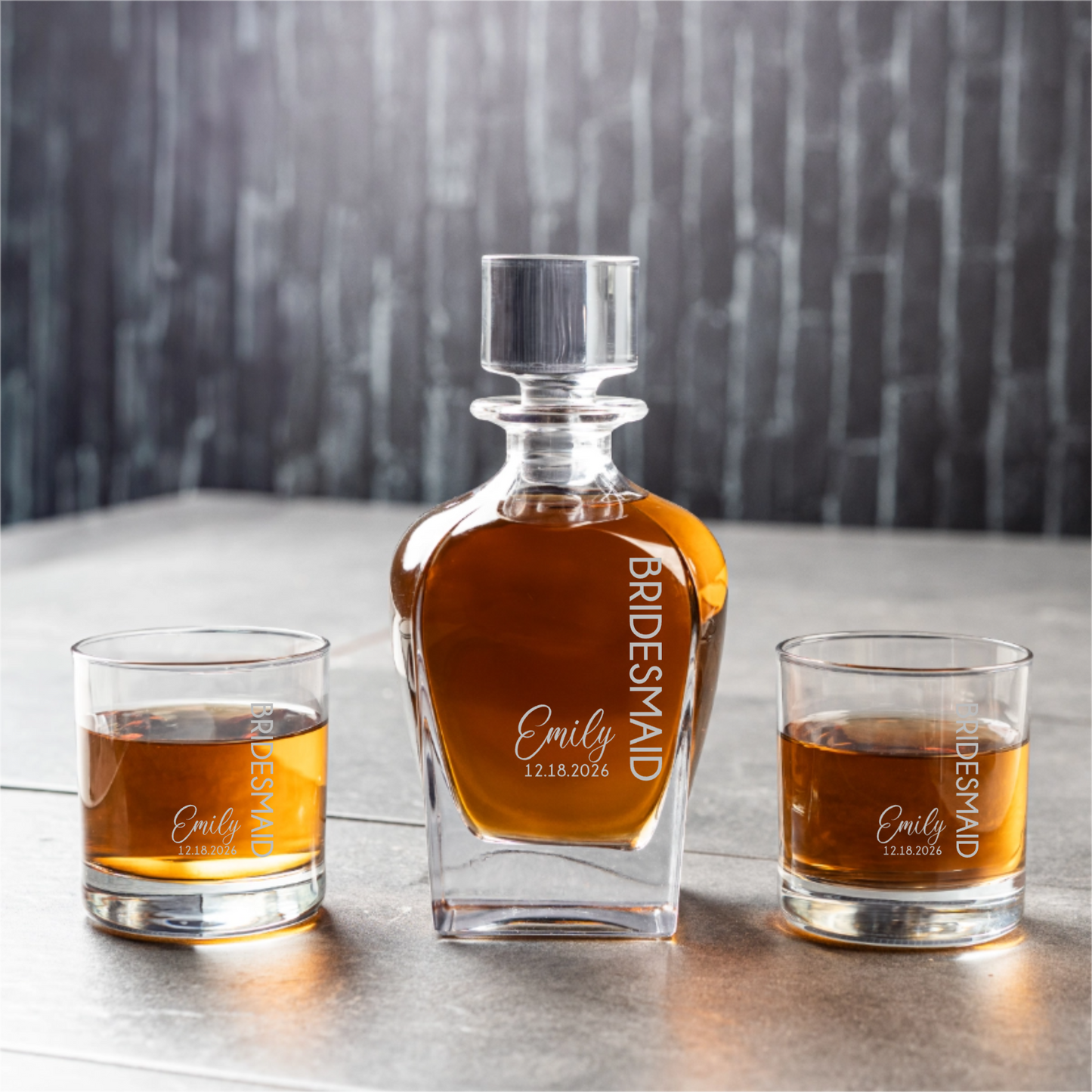 Customized Tudor Decanter with Whiskey Glasses - Groomsmen, Bridesmaids, Best Man