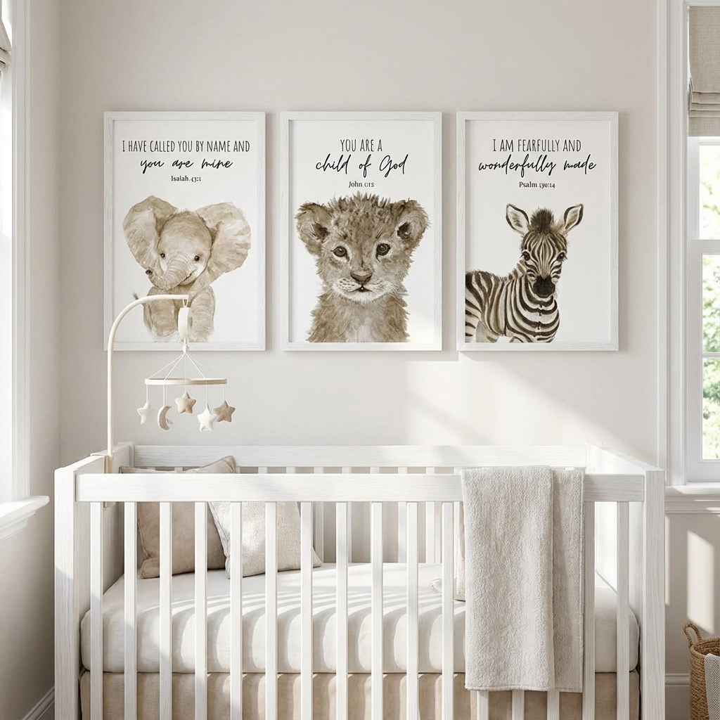 Custom Safari Bible Verse Nursery Kids Framed Signs