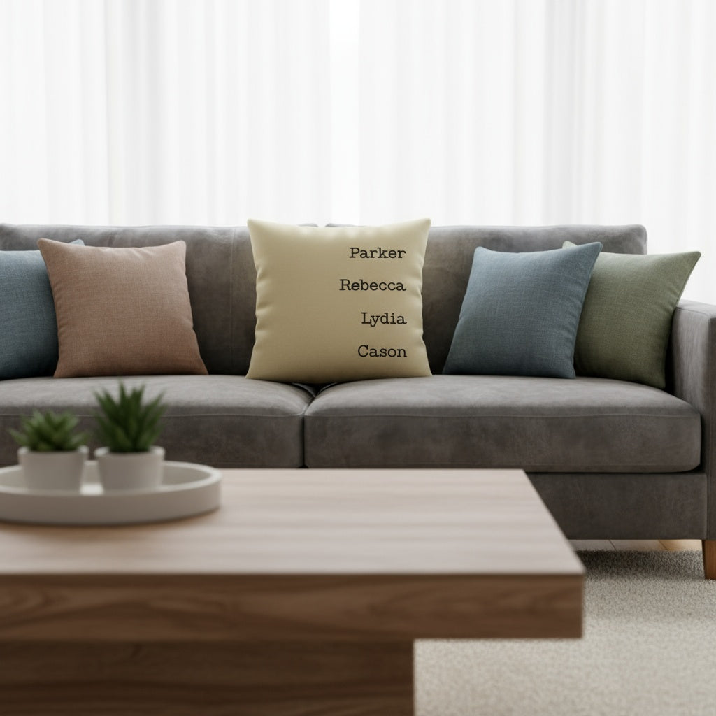 Customized Family Names Throw Pillow Cover