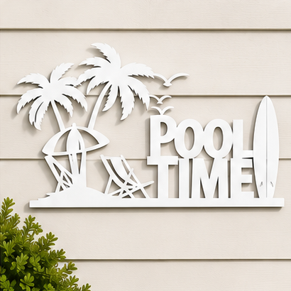 Pool Time Metal Signs