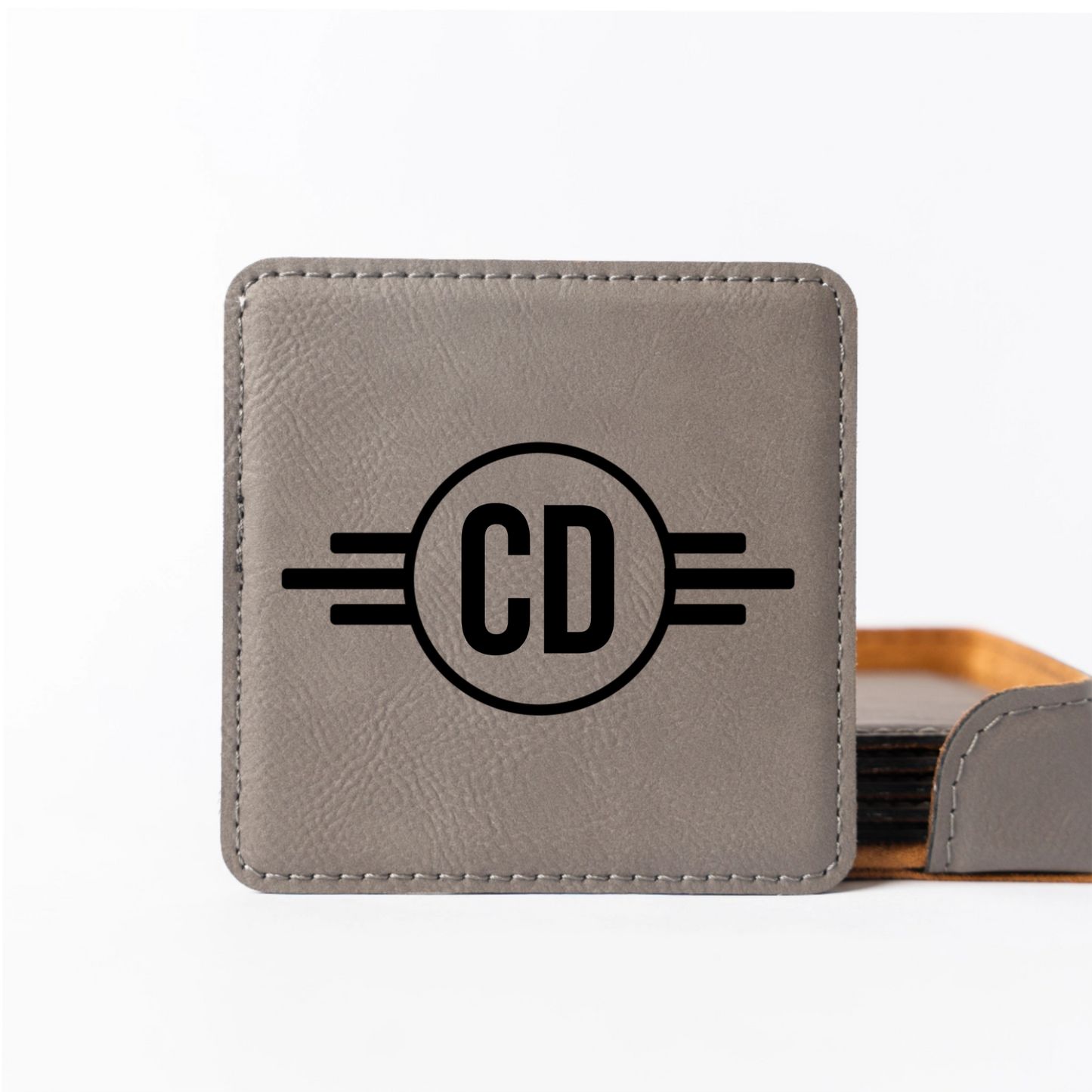 Customized Grey Square Coaster Set