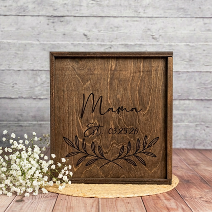 Custom Mothers Day Wooden Engraved Gift Box
