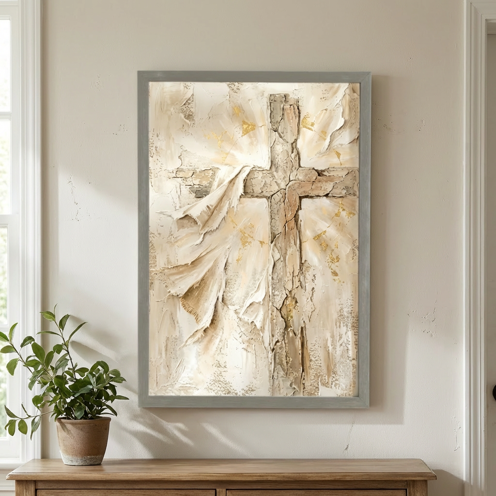 Easter Cross Wood Framed Art