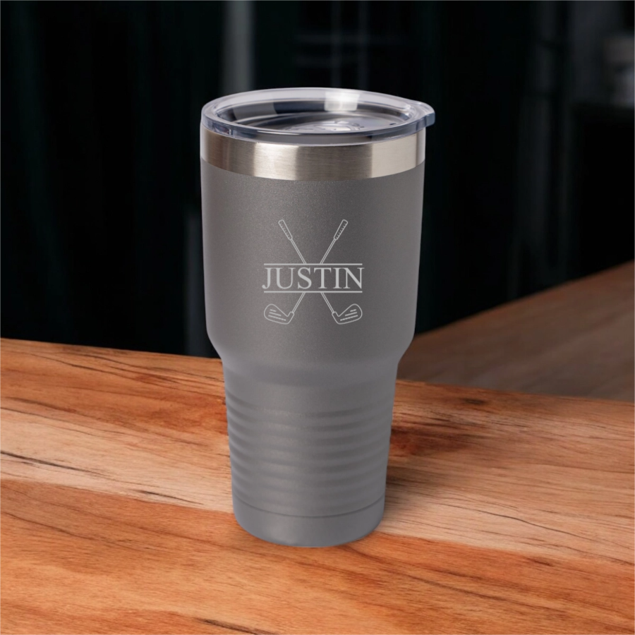 Customized 30oz Golf Tumbler with Silver Lip