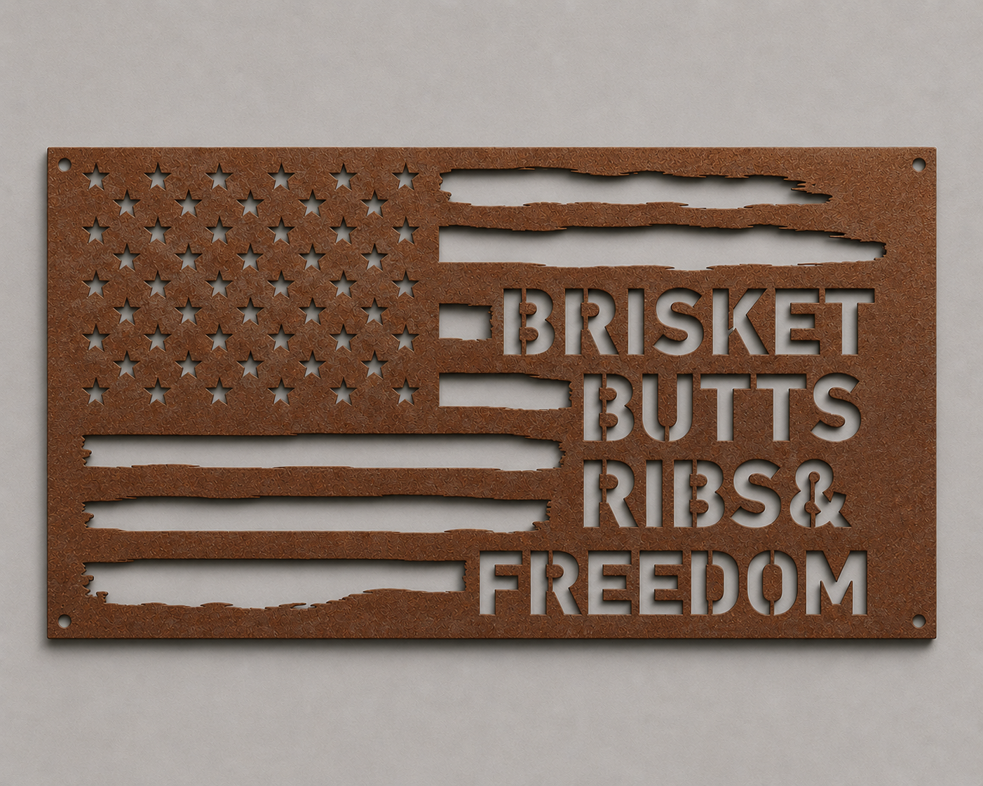 Brisket Butts Ribs & Freedom Metal Sign