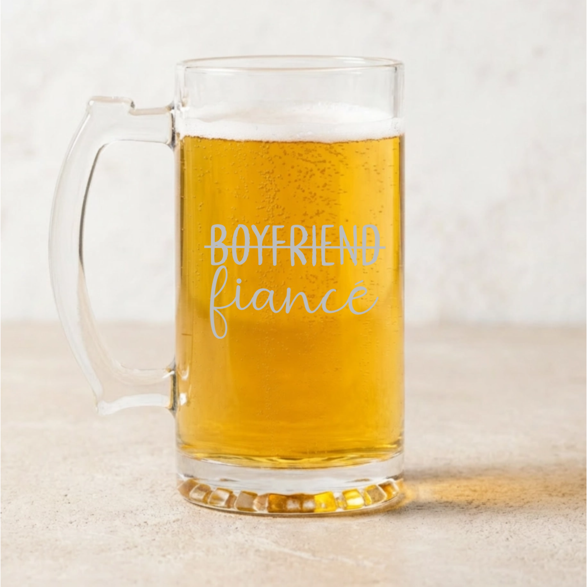 Fiancé and Fiancée Beer Mug/ Wine Glass Engagement Gift