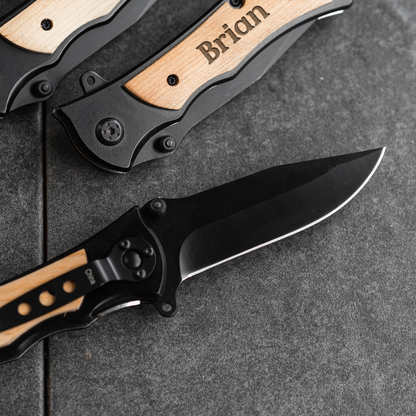 Customized Groomsmen Set of 5 Black Metal Knives
