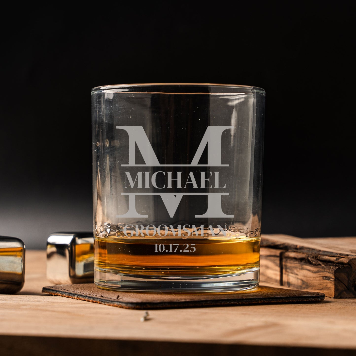 Custom Lowball Whiskey Glass - Groomsmen, Bridesmaids, Best Man