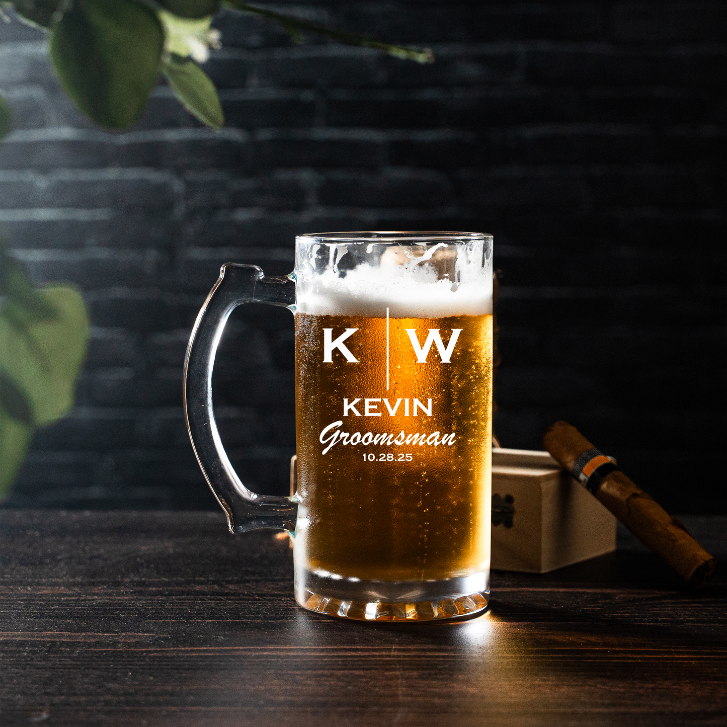 Set of 5 25oz Beer Mugs - Wedding Designs Groomsmen Gift
