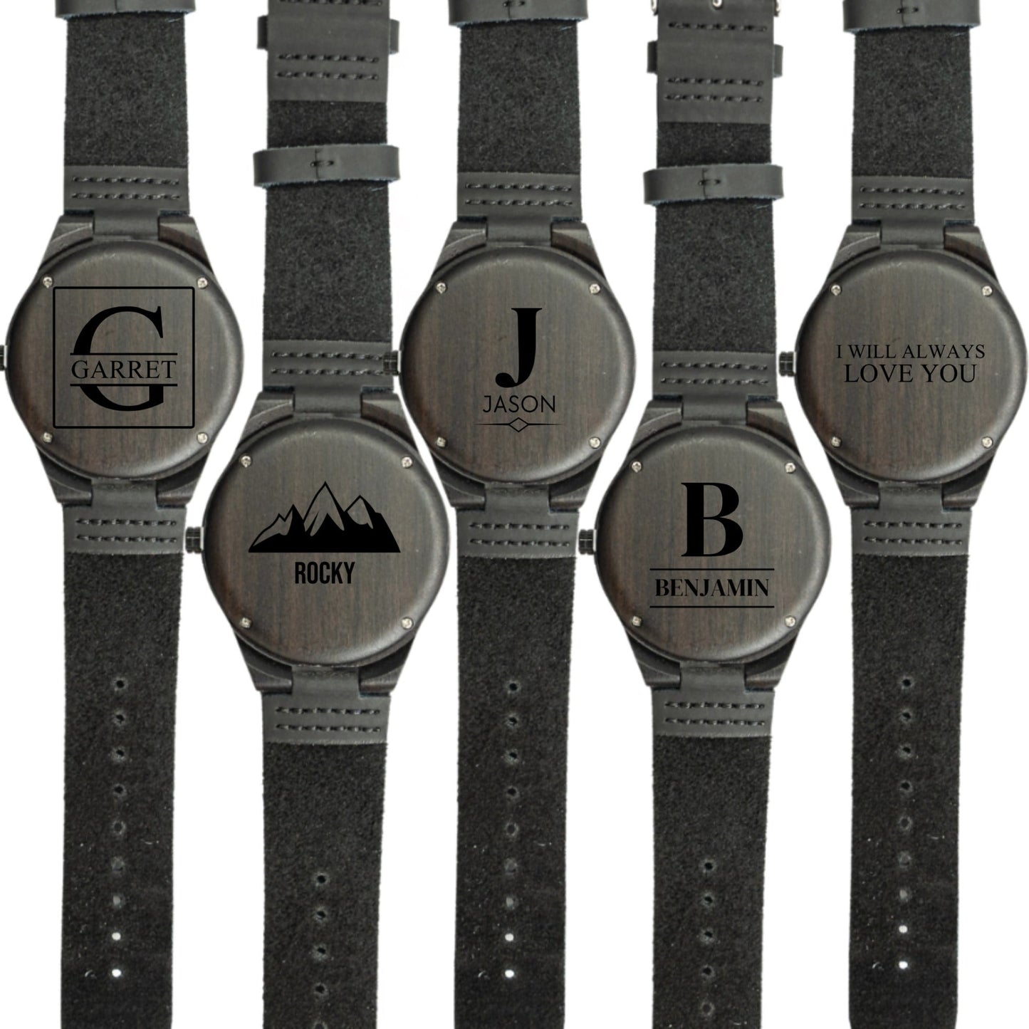 Customized Dark Brown Wooden Watch Set of 5