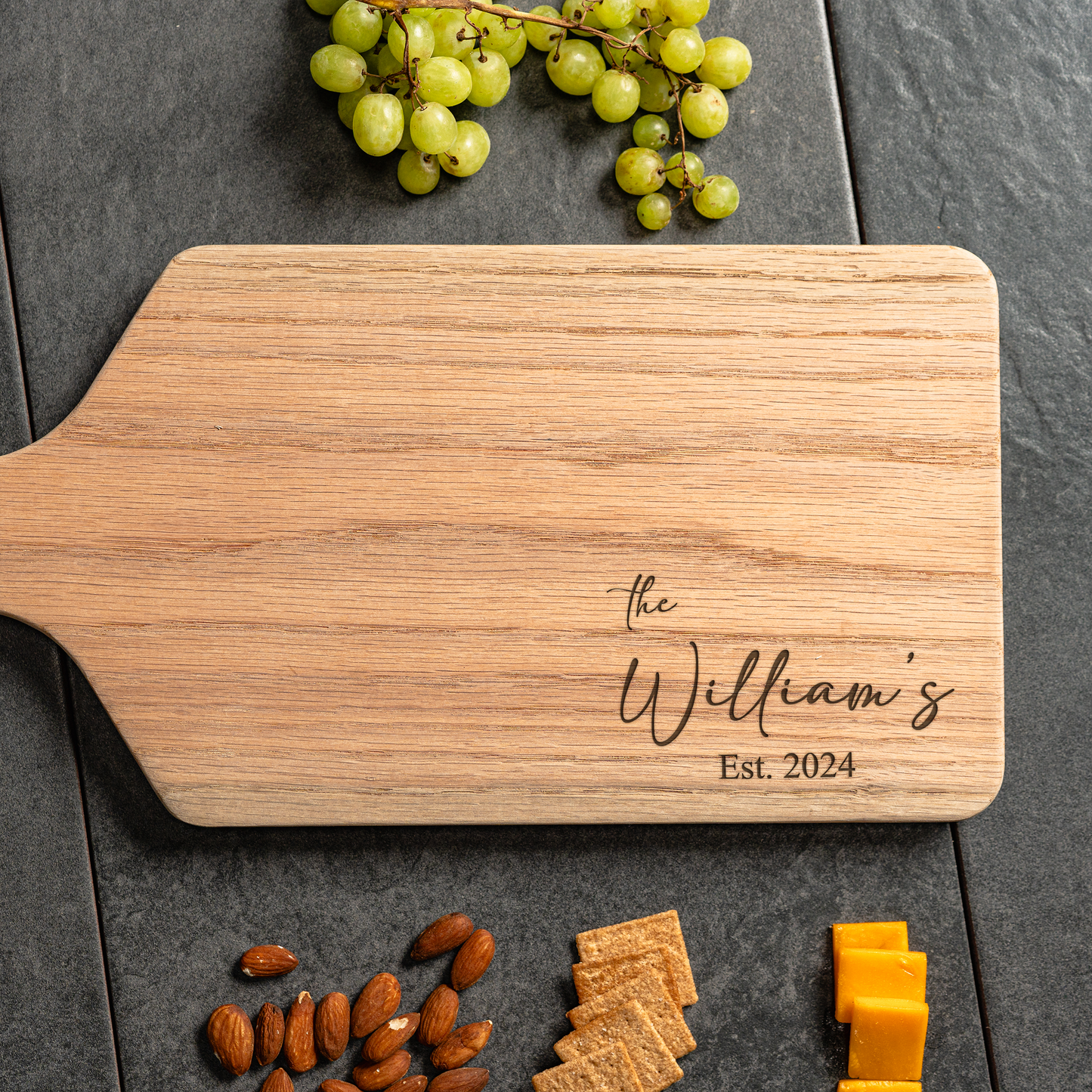 Customized Large Paddle Cutting Boards - Elegant Name & Date Designs