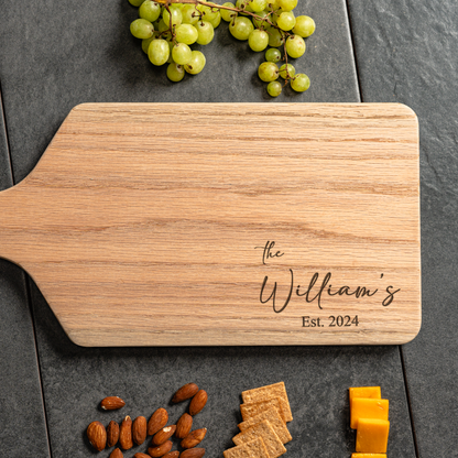 Customized Large Paddle Cutting Boards - Elegant Name & Date Designs