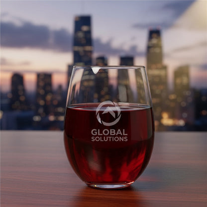 Engraved Custom Logo Stemless Wine Glass