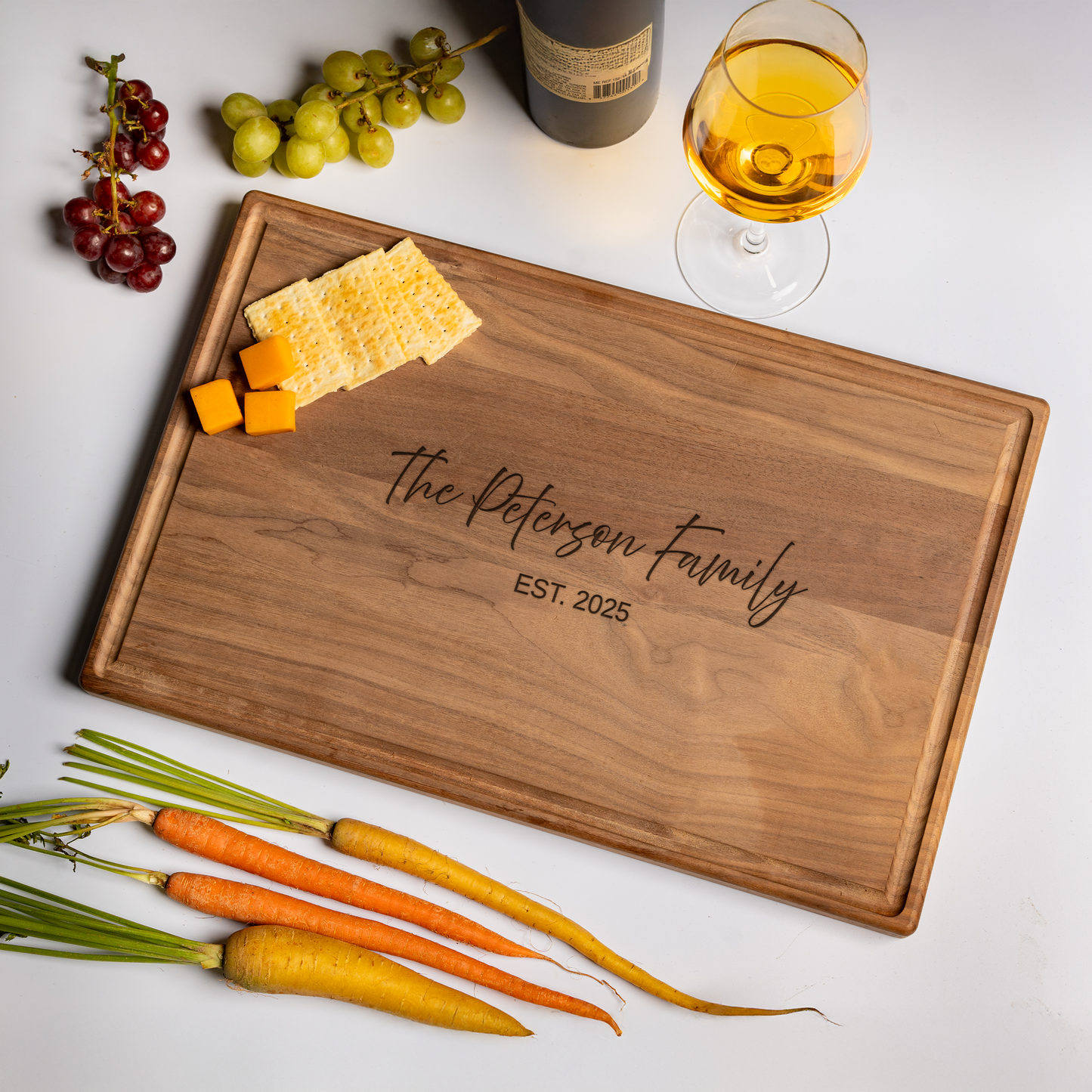 Customized Rectangle Cutting Boards - Elegant Name & Date Designs