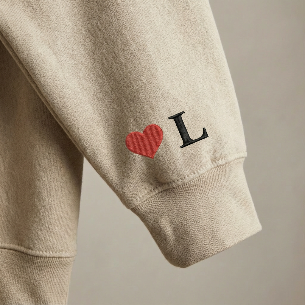Customized Embroidered Initial Heart Sweatshirt