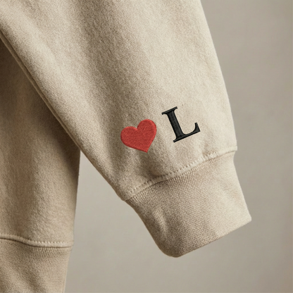 Customized Embroidered Initial Heart Sweatshirt