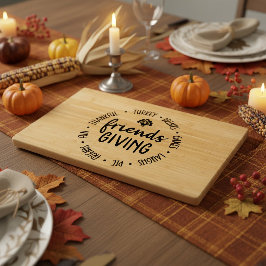 Bamboo Custom Cutting Board Friendsgiving