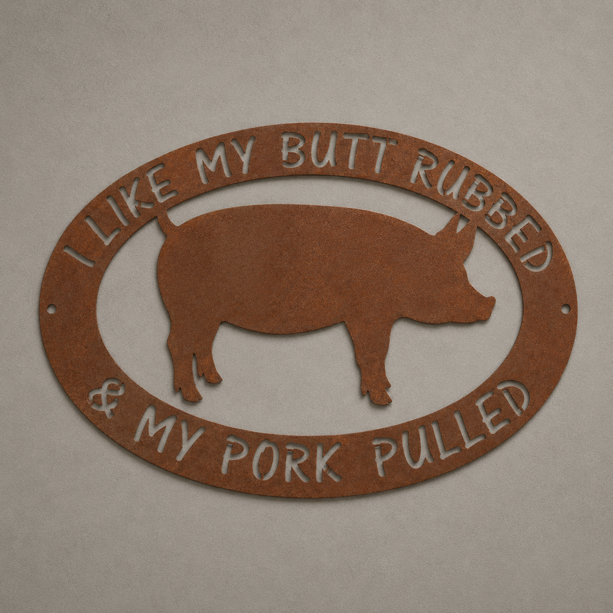 Butt Rubbed and Pork Pulled BBQ Metal Sign