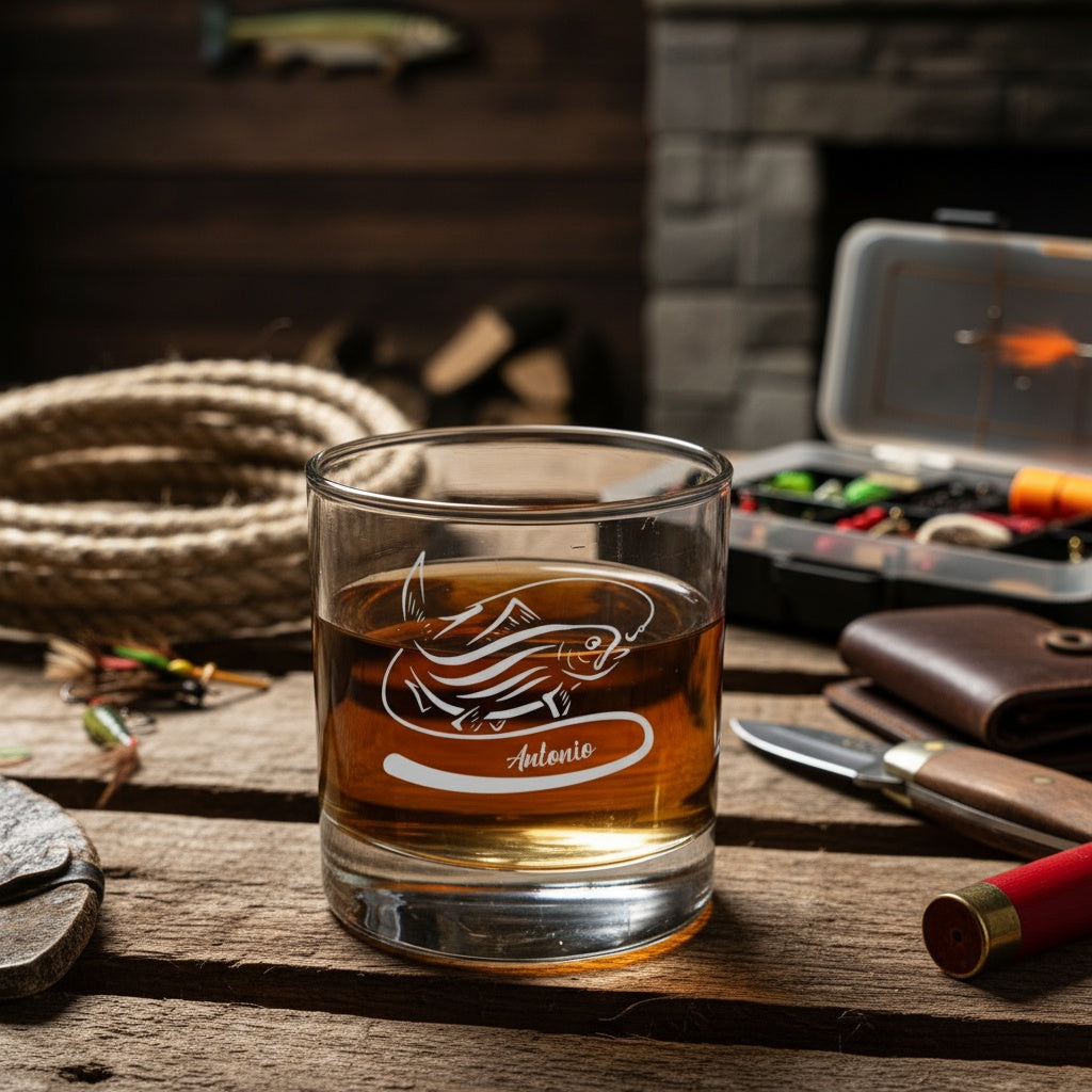 Customized Fishing Whiskey Glass