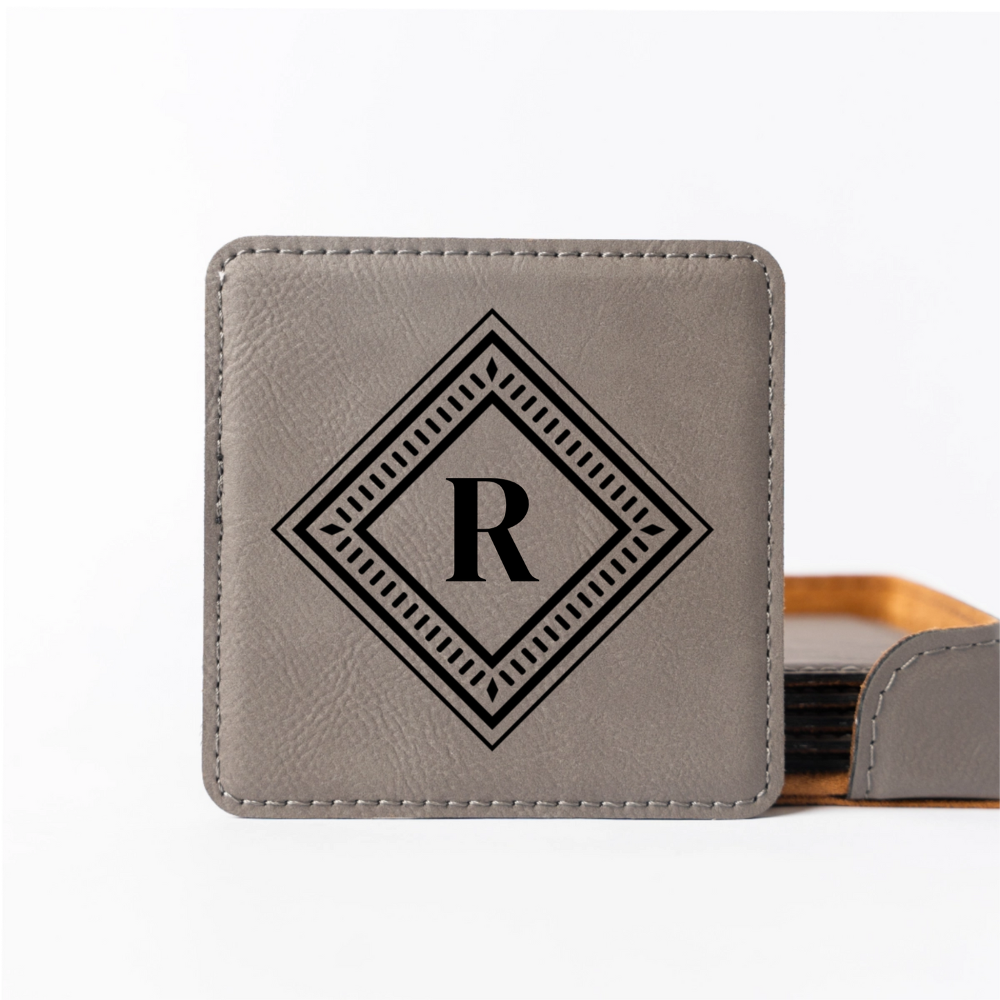 Customized Grey Square Coaster Set - Signature Designs