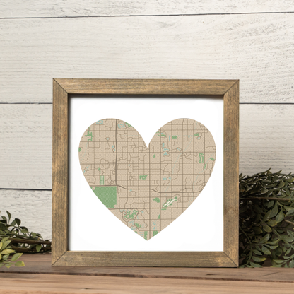 Customized Heart-Shaped City Map Framed Print