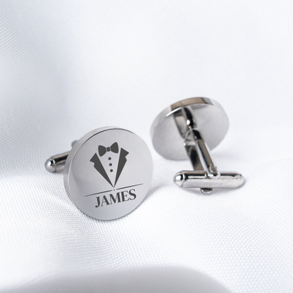 Customized Round Silver Cufflinks