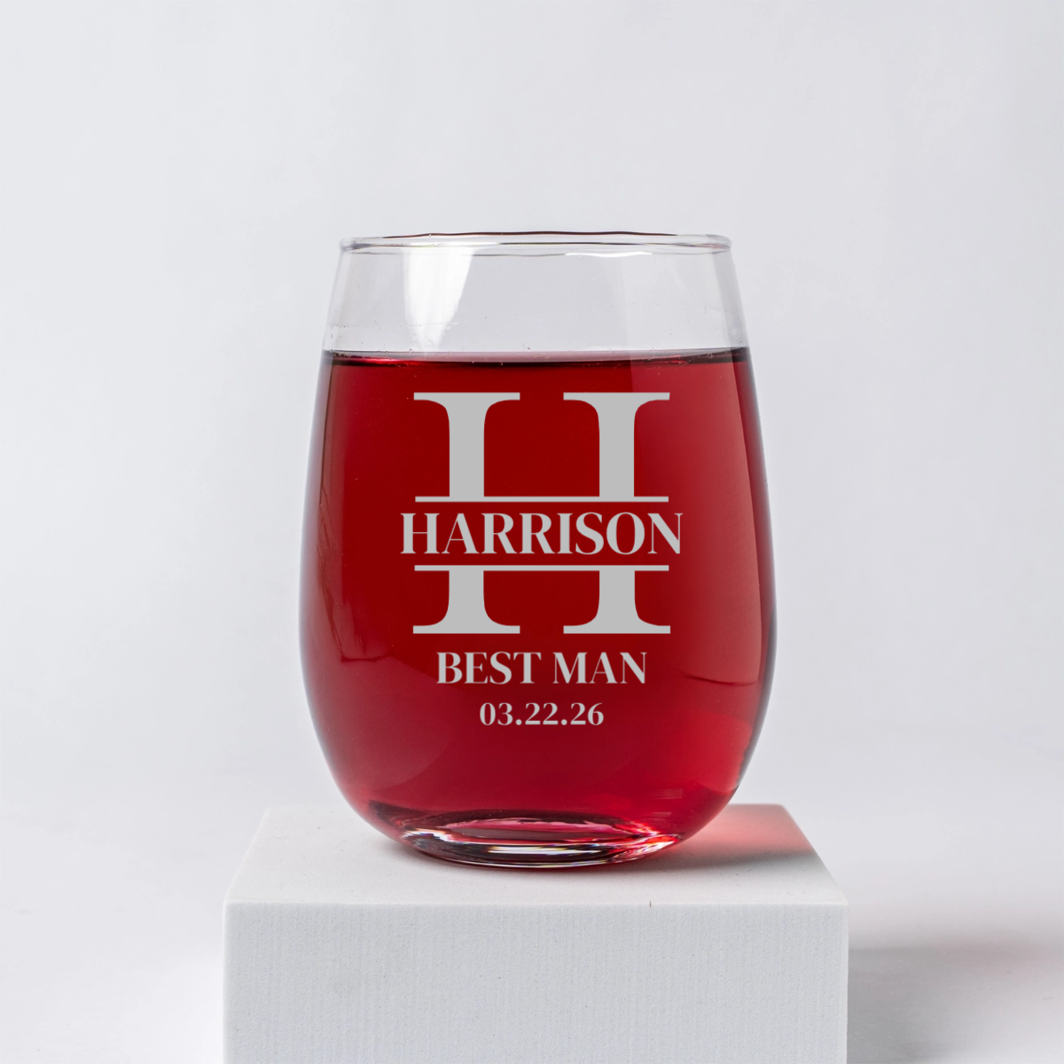 Custom Engraved Stemless Wine Glass - Bridesmaids, Groomsmen, Best Man