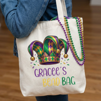 Mardi Gras Custom Bead Bag Tote